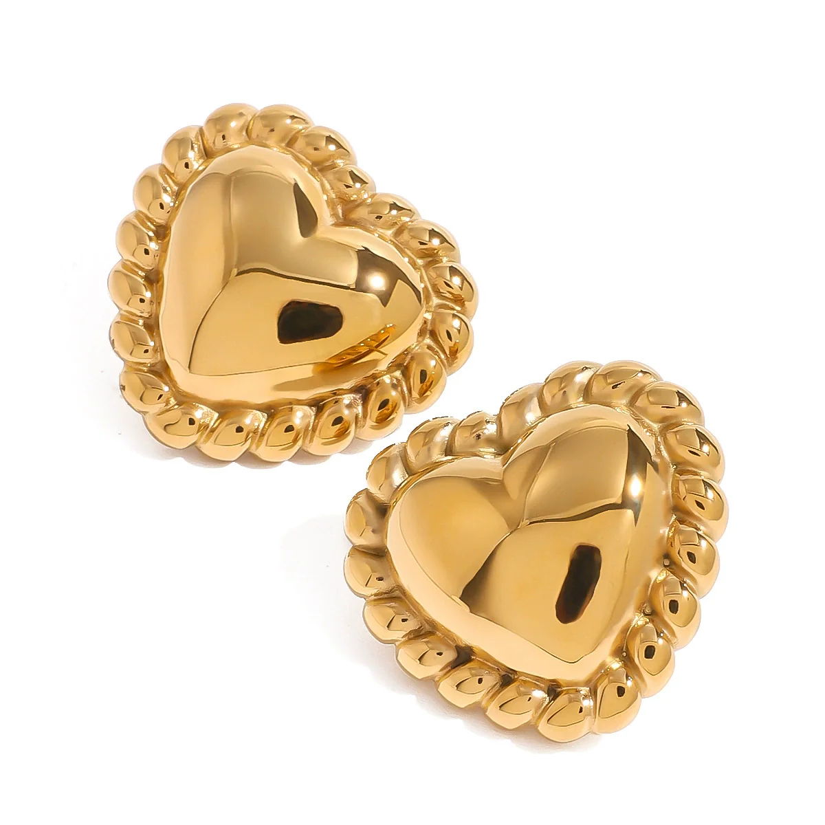 Wholesale 18K Gold Electroplated Stainless Steel Geometric And Heart Shaped Women's Earrings - Image 5