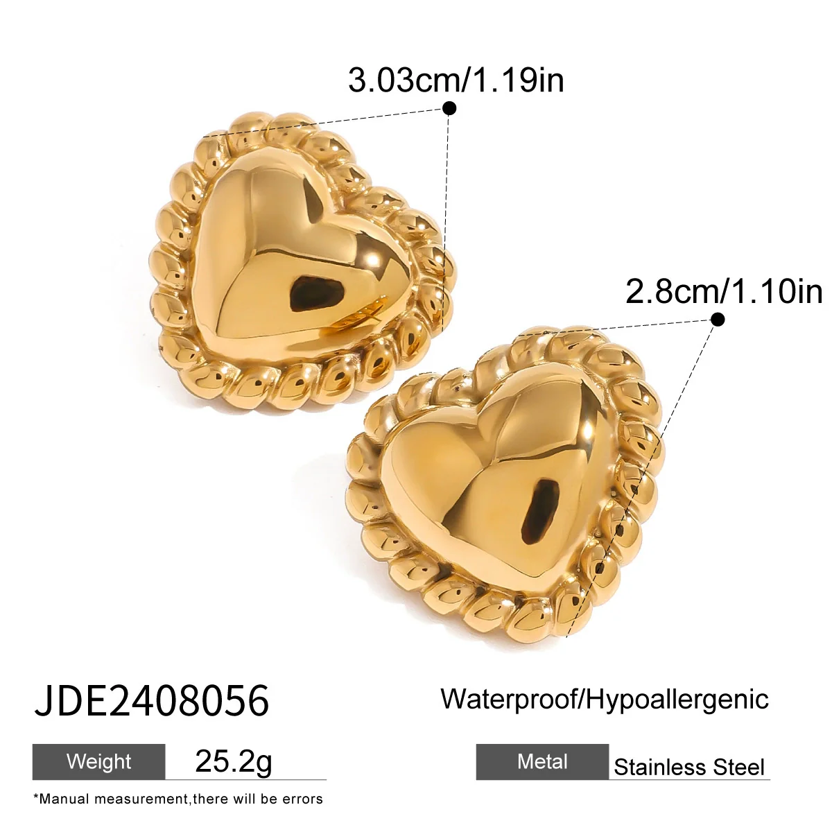 Wholesale 18K Gold Electroplated Stainless Steel Geometric And Heart Shaped Women's Earrings - Image 7