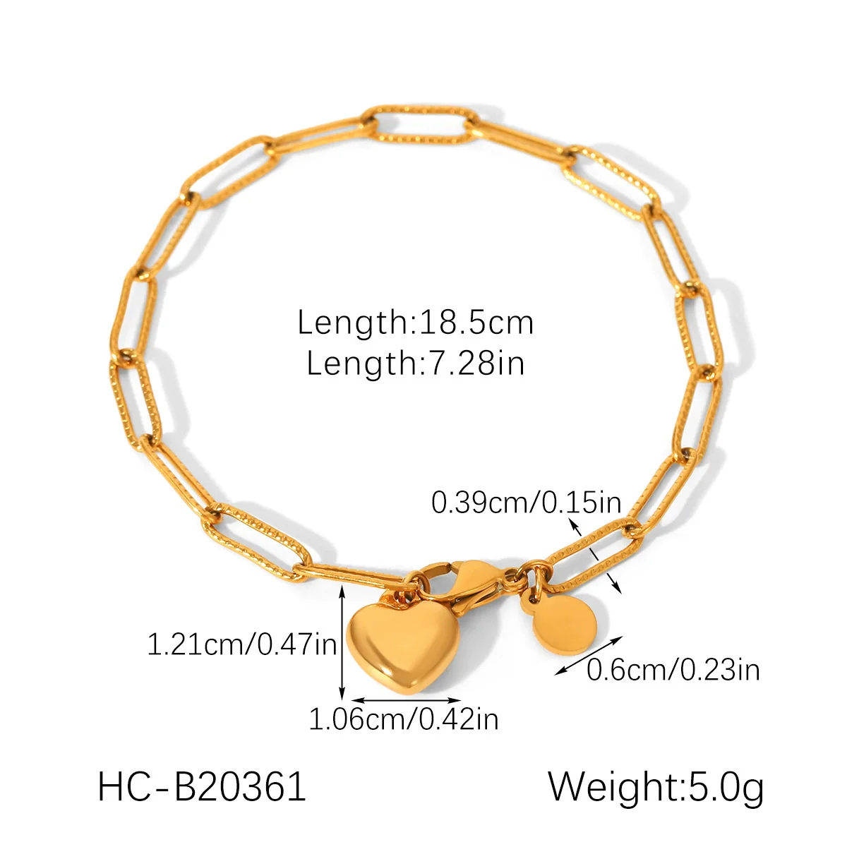 Wholesale 18K Gold Electroplated Stainless Steel Heart Shape Pendant Necklace And Bracelet For Women In Ins Style - Image 6