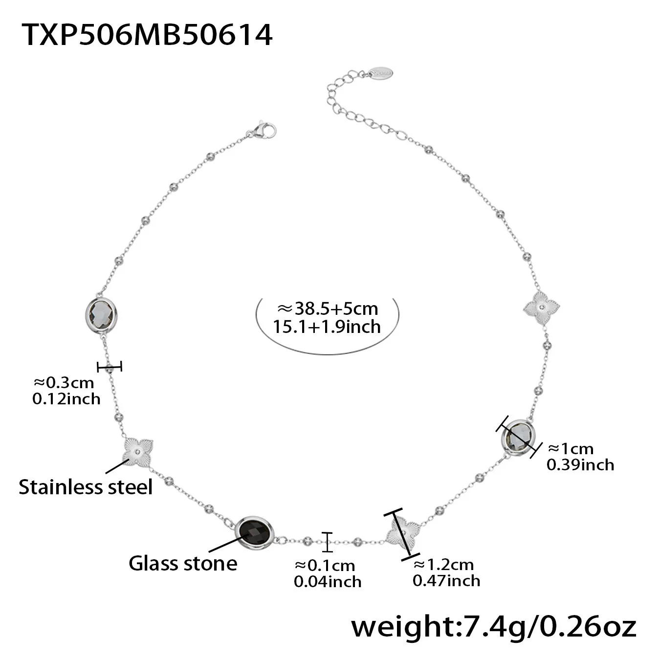 Wholesale 18K Gold Plated Stainless Steel And Glass Cross Clip Bead Chain Oval Edge Faceted Stone Jewelry Set For Women - Image 11