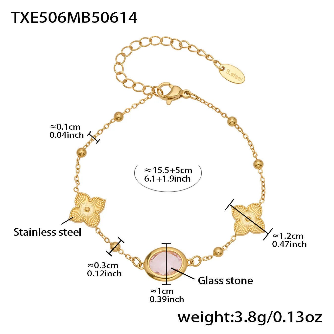 Wholesale 18K Gold Plated Stainless Steel And Glass Cross Clip Bead Chain Oval Edge Faceted Stone Jewelry Set For Women - Image 20
