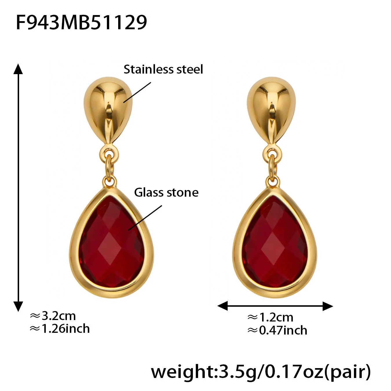 Wholesale 18K Gold Plated Stainless Steel And Glass Cross Clip Bead Chain Oval Edge Faceted Stone Jewelry Set For Women - Image 34
