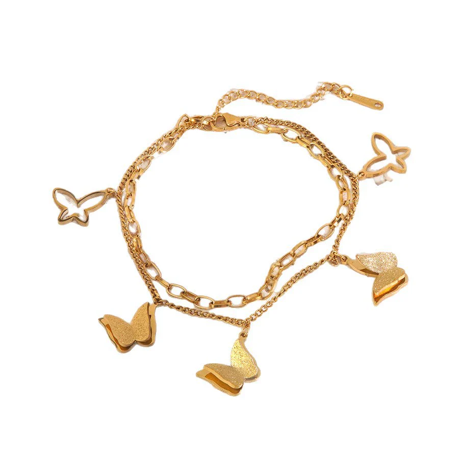 Wholesale 18K Gold Plated Stainless Steel Butterfly Cross Bracelet For Women With Animal And Zodiac Patterns - Image 5