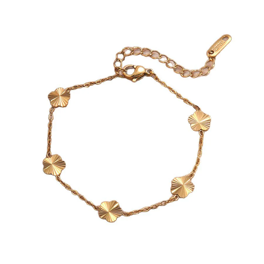 Wholesale 18K Gold Plated Stainless Steel Flower Bracelet And Necklace For Women - Image 5