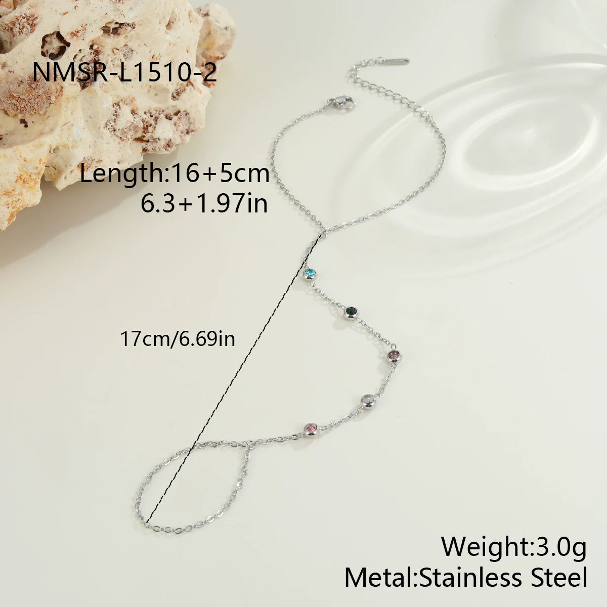 Wholesale 18K Gold Plated Stainless Steel Geometric Oval Finger Chain Ring Chain Bracelet For Women - Image 7