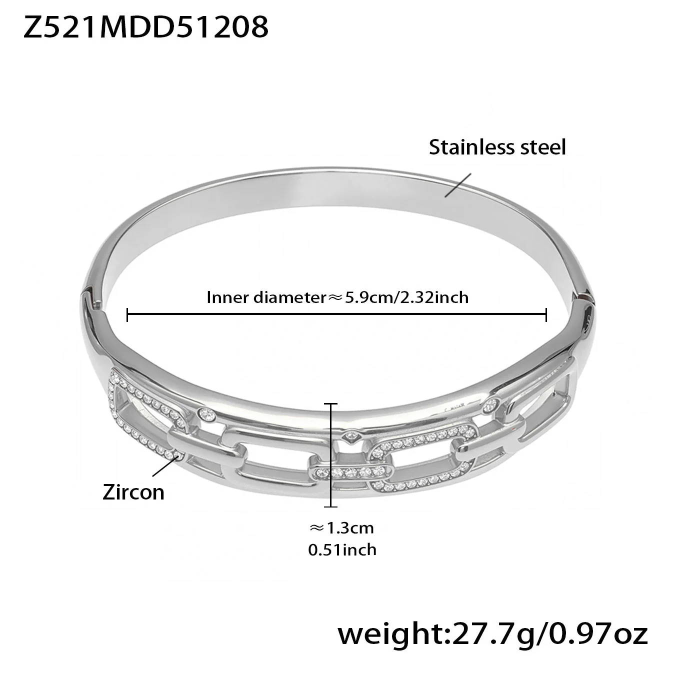 Wholesale 18K Goldplated Stainless Steel Geometric Cut Out Buckle Cross Opening Bracelet - Image 9