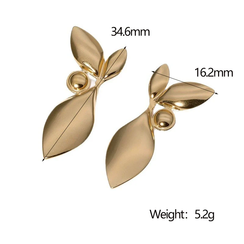 Wholesale 18K Goldplated Stainless Steel Minimalist Leaves Earrings For Women - Image 5