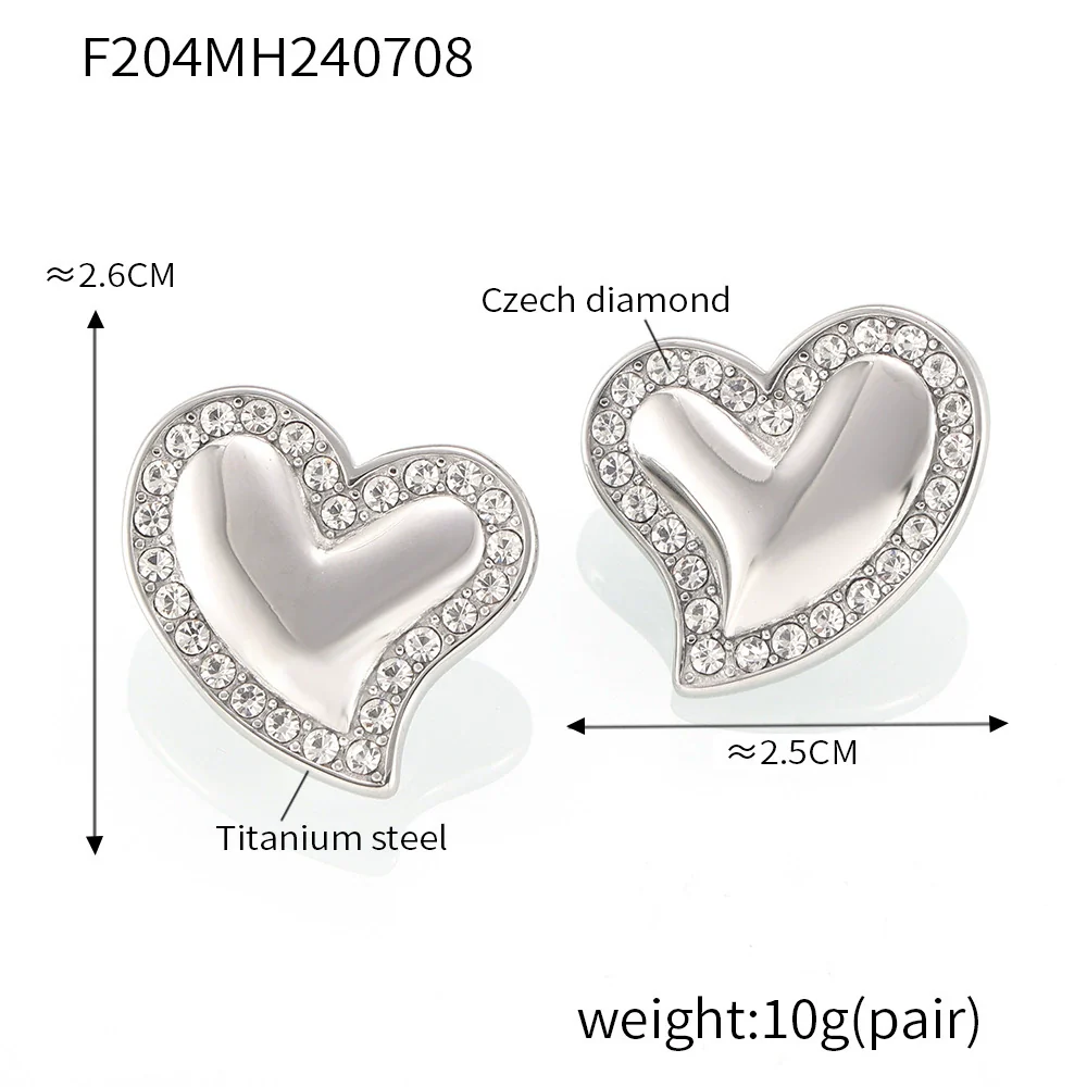 Wholesale 18K Real Gold Plated Enamel Stainless Steel Geometric Ferris Wheel And Peach Heart Split Earrings For Women - Image 9