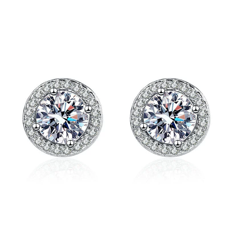 Wholesale 925 Silver Geometric Round Bag Earrings For Women Electroplated Moissanite Gift Ear Jewelry - Image 5