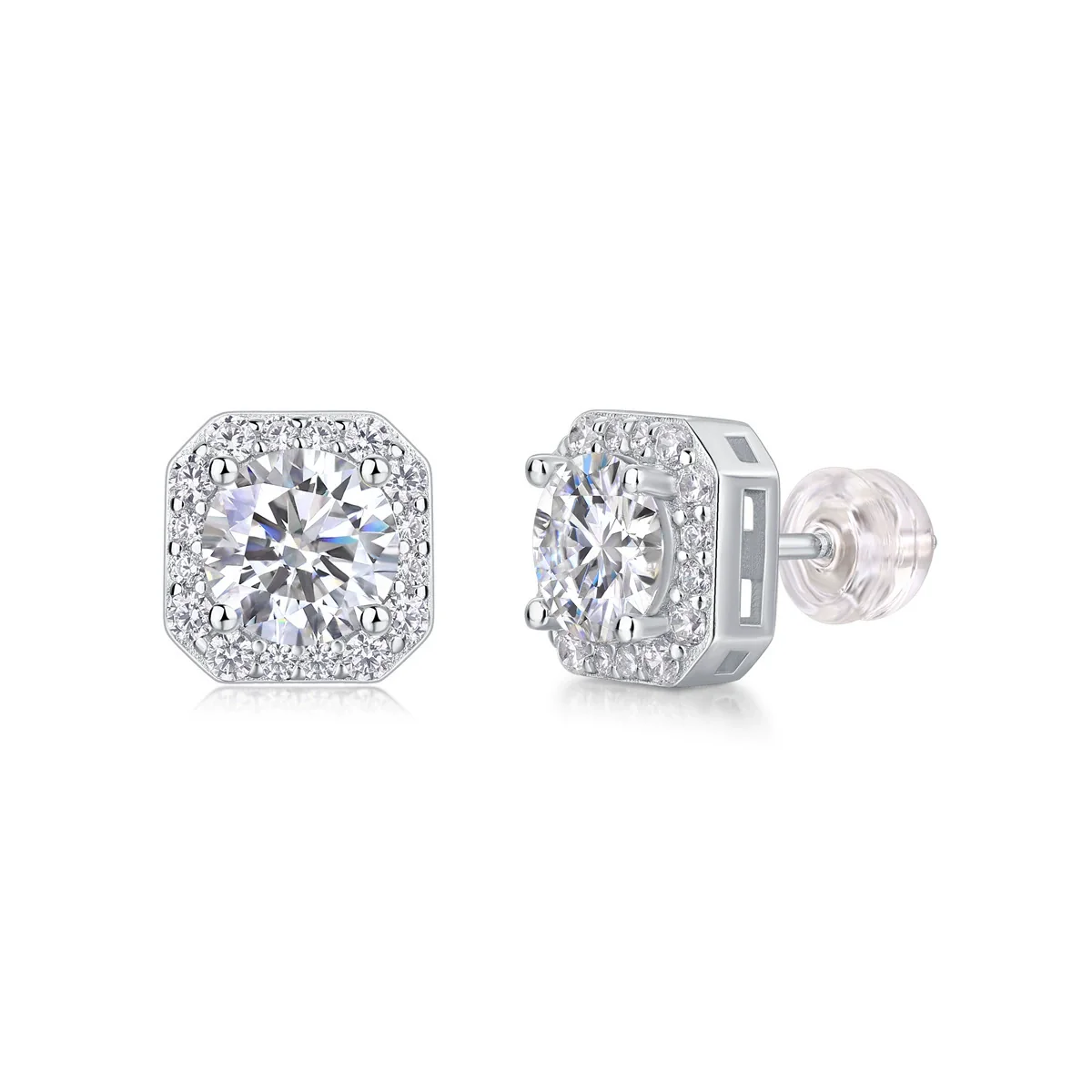 Wholesale 925 Silver Heart Geometric Fashion Earrings Set With Diamonds Moissanite For Women