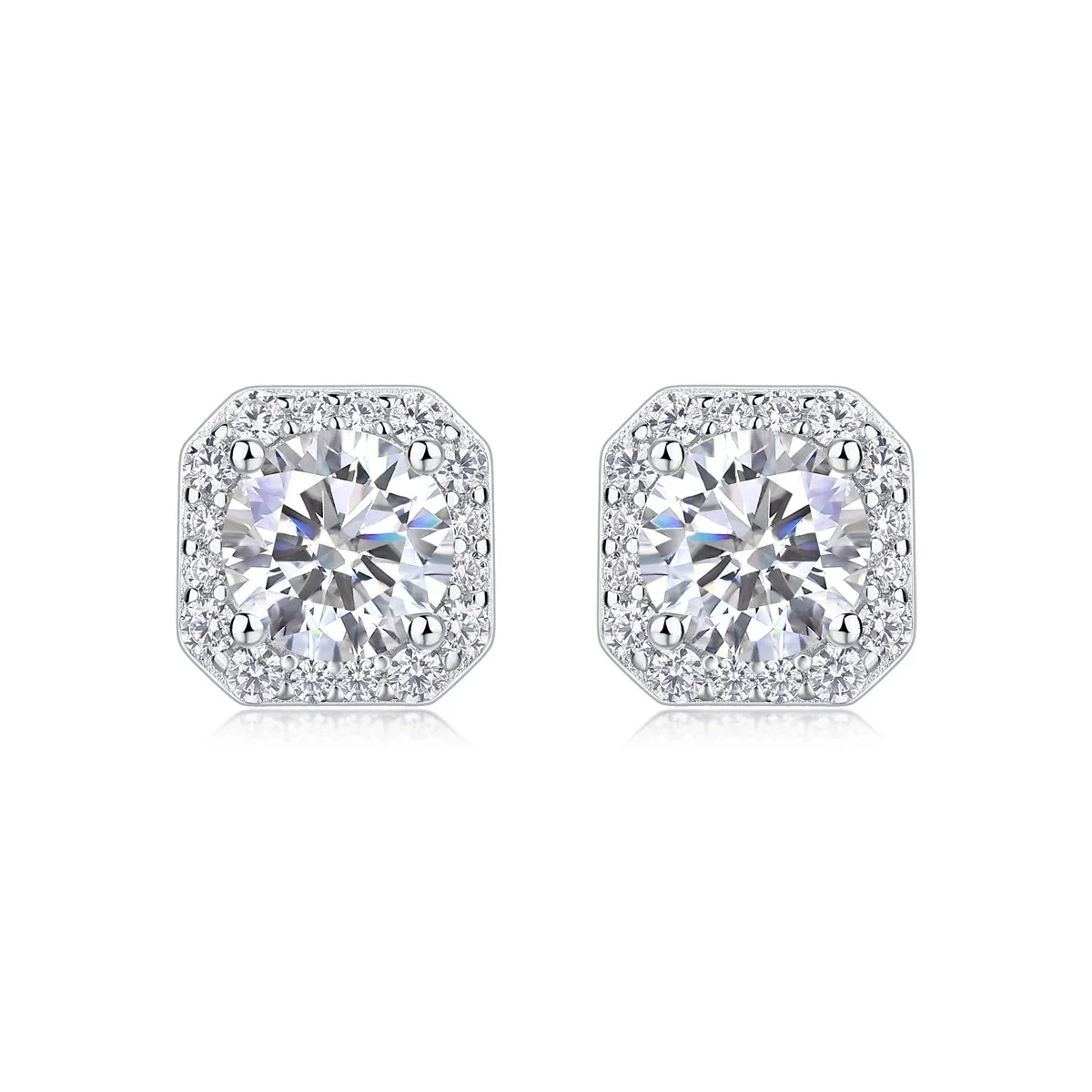 Wholesale 925 Silver Heart Geometric Fashion Earrings Set With Diamonds Moissanite For Women - Image 3