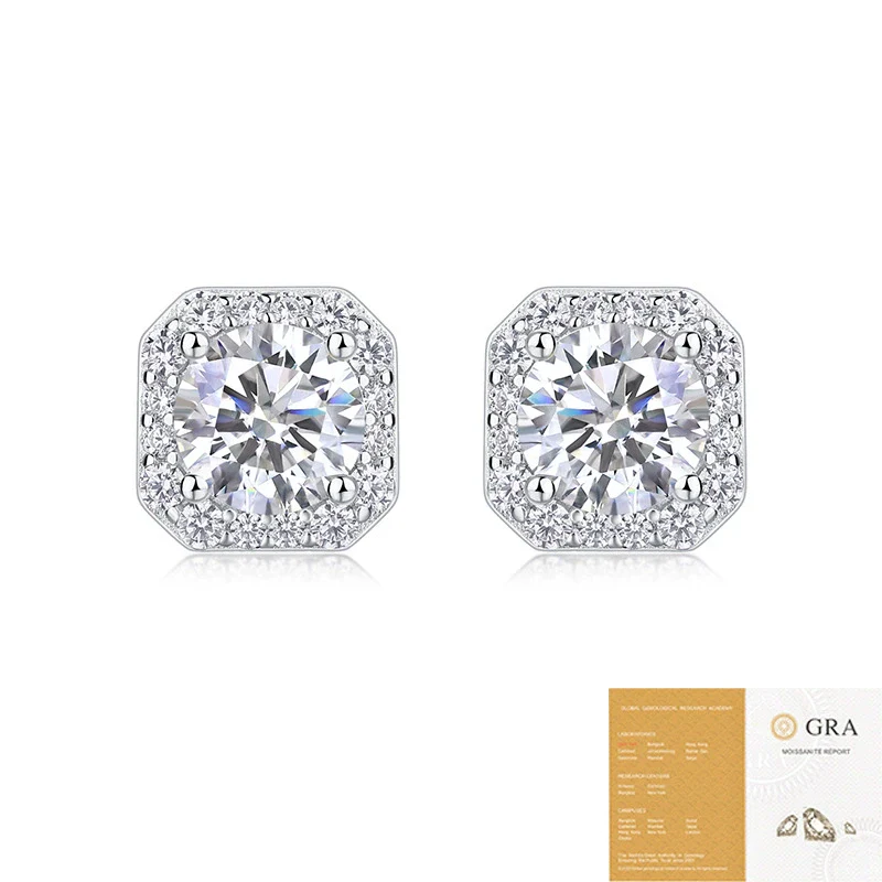 Wholesale 925 Silver Heart Geometric Fashion Earrings Set With Diamonds Moissanite For Women - Image 5