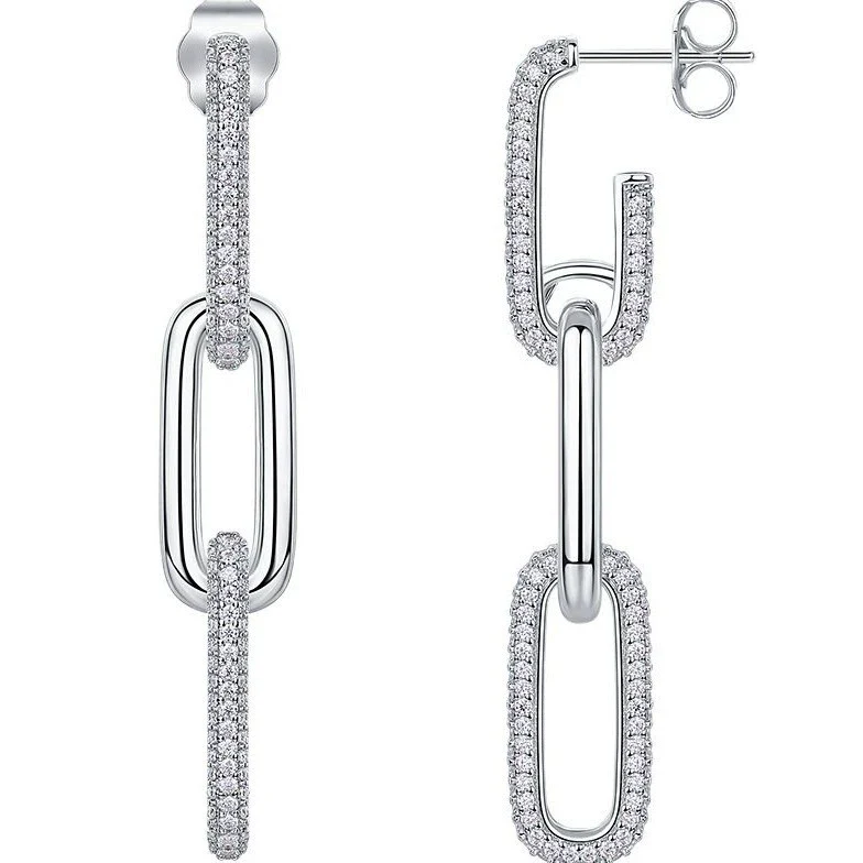 Wholesale 925 Silver Moissanite Geometric Fashion Light Luxury Women's Earrings Set With Diamonds - Image 3
