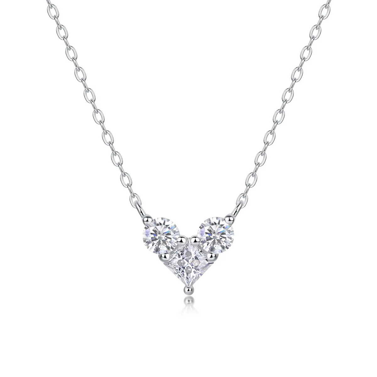 Wholesale 925 Silver Moissanite Inlaid Geometric Pendant Necklace For Women Fashion Light Luxury Clavicle Chain
