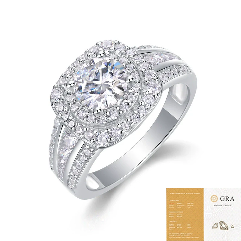 Wholesale 925 Silver Moissanite Inlay Geometric Fashion Women's Ring - Image 5