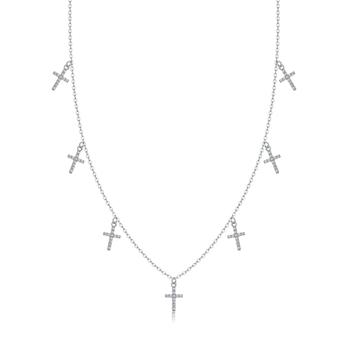 Wholesale 925 Silver Necklace With Moissanite Pendant And Cross Chain Fashionable And Set With Diamonds - Image 3