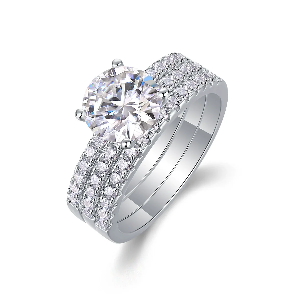 Wholesale 925 Silver Ring Set With Diamonds Geometric Style For Women