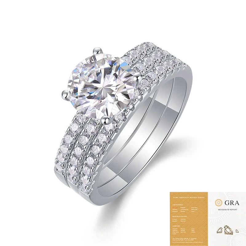 Wholesale 925 Silver Ring Set With Diamonds Geometric Style For Women - Image 6