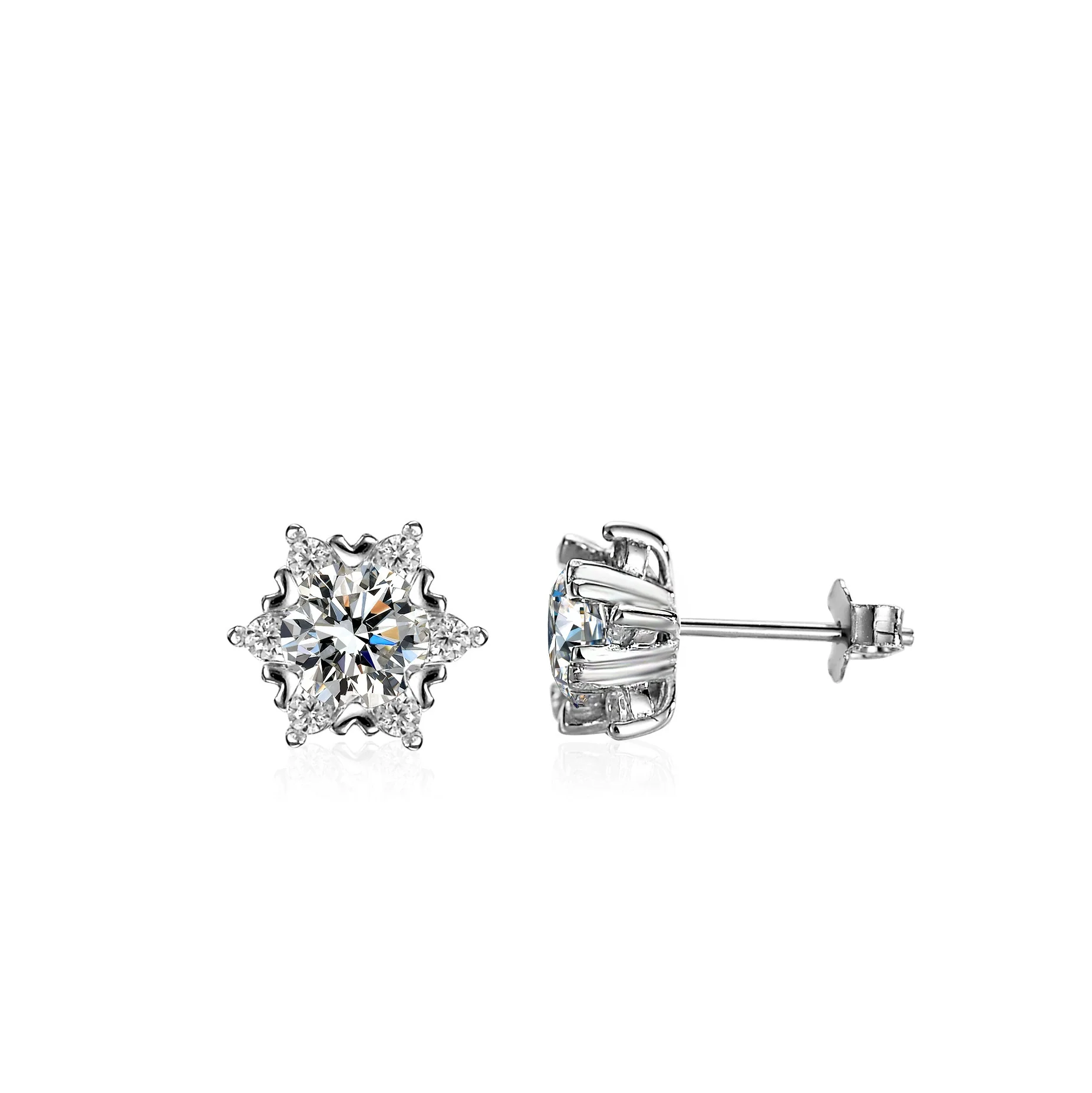 Wholesale 925 Silver Women's Geometric Snowflake Earrings Simple Style - Image 5