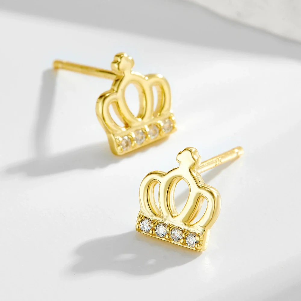 Wholesale 925 Sterling Silver Diamond Crown Earrings For Women - Image 2