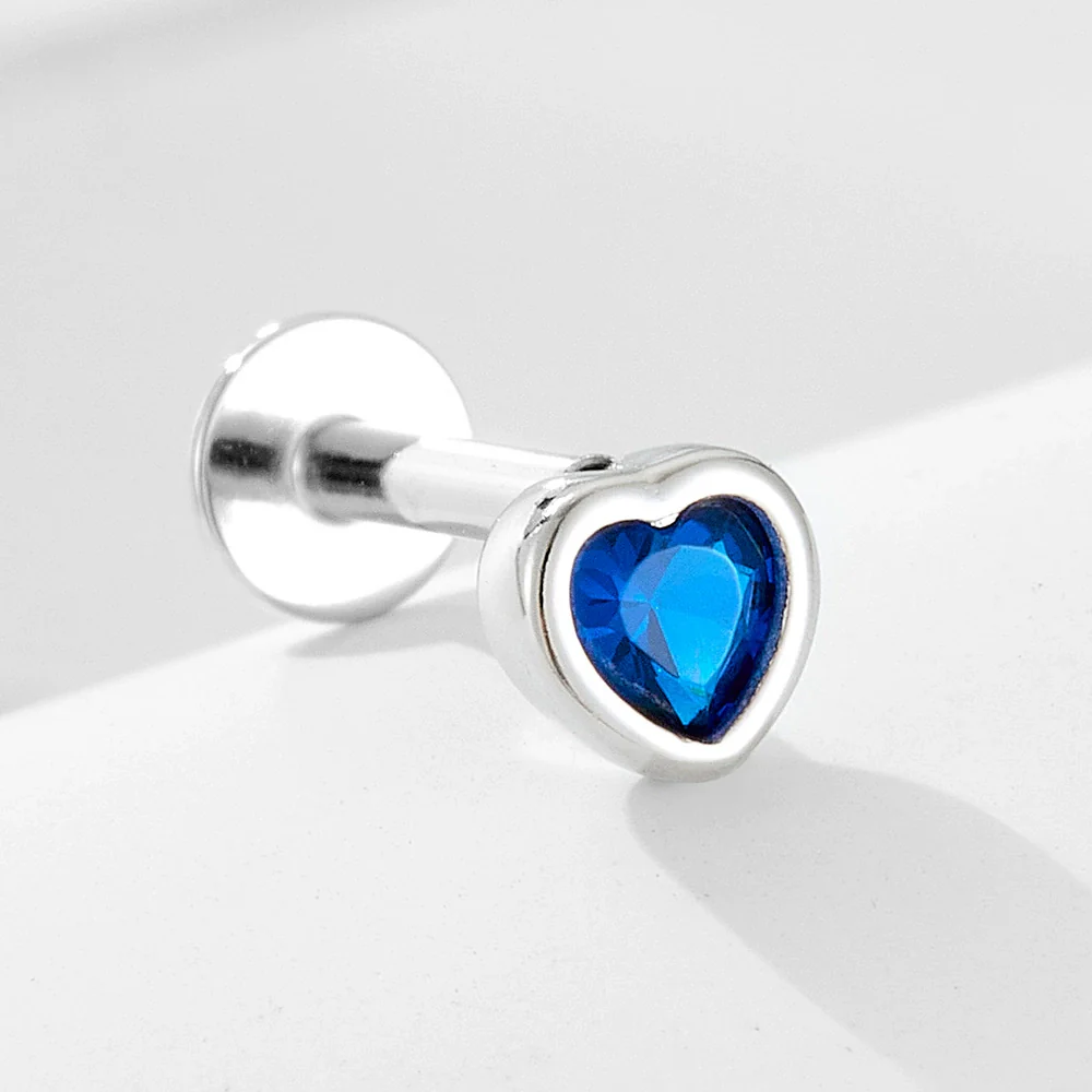 Wholesale 925 Sterling Silver Diamond Heartshaped Piercing Earrings For Women - Image 2
