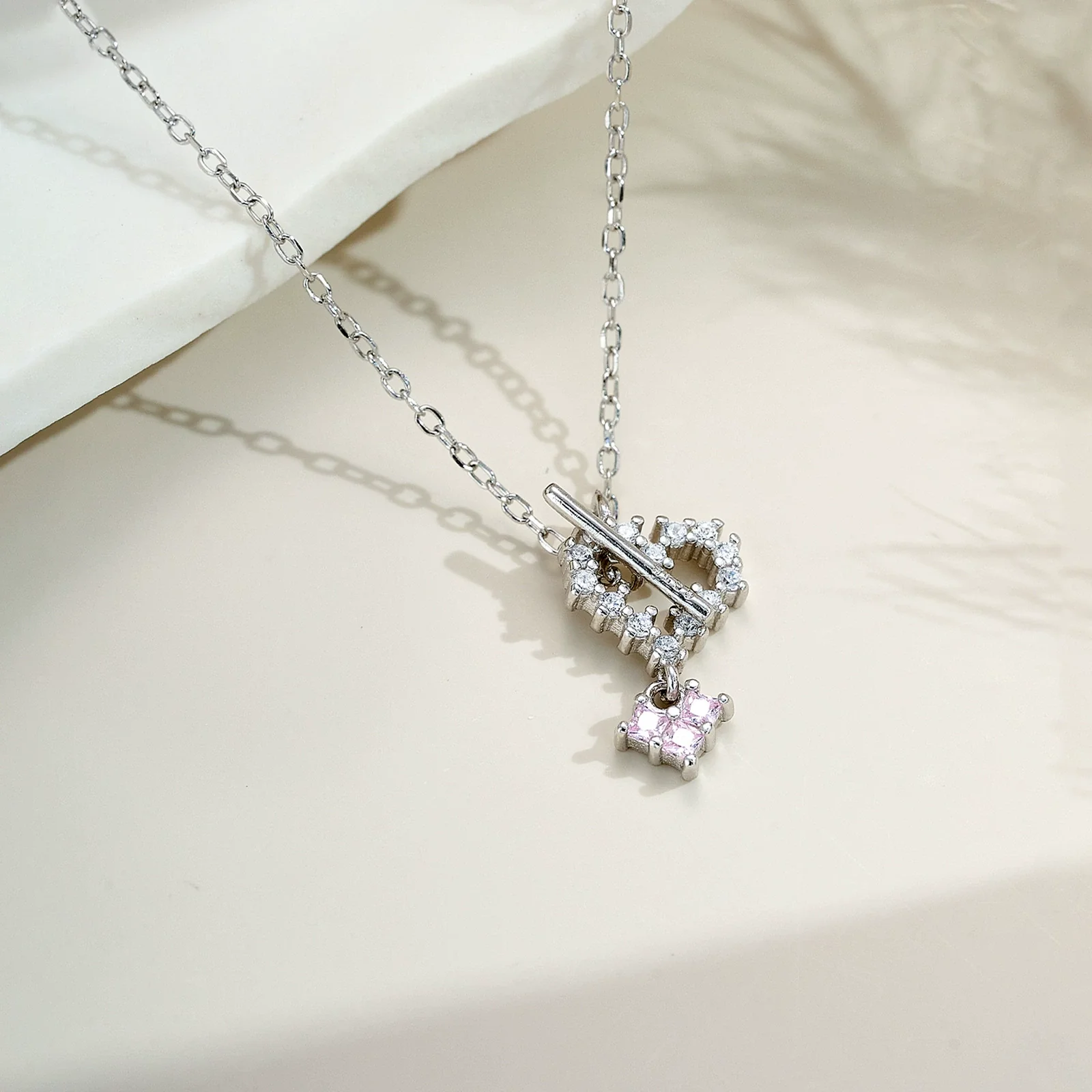 Wholesale 925 Sterling Silver Geometric Pendant Necklace Simple Style Electroplated With Platinum And 18K Gold Unisex - Image 2