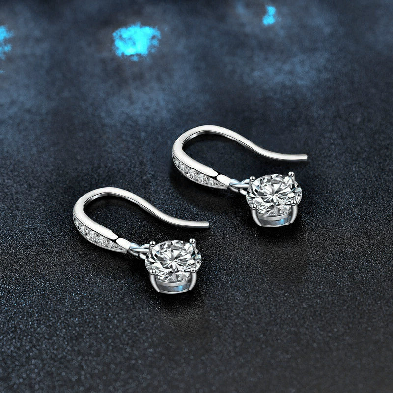 Wholesale 925 Sterling Silver Geometric Simple Women's Earrings With Moissanite Earhook - Image 2