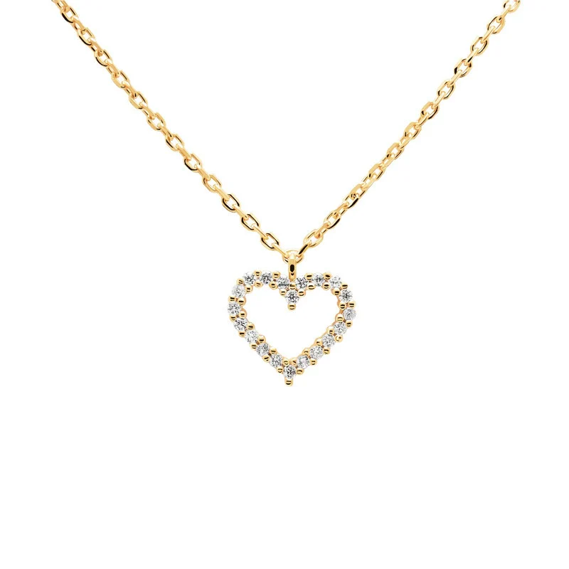 Wholesale 925 Sterling Silver Heartshaped Necklace With Diamond Zircon And Ochain