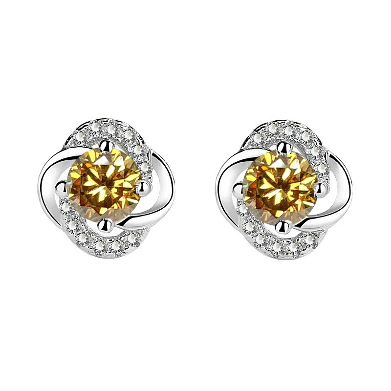 Wholesale 925 Sterling Silver Inlaid Mossan Diamond Four Leaf Clover Geometric Design Women's Earrings - Image 5