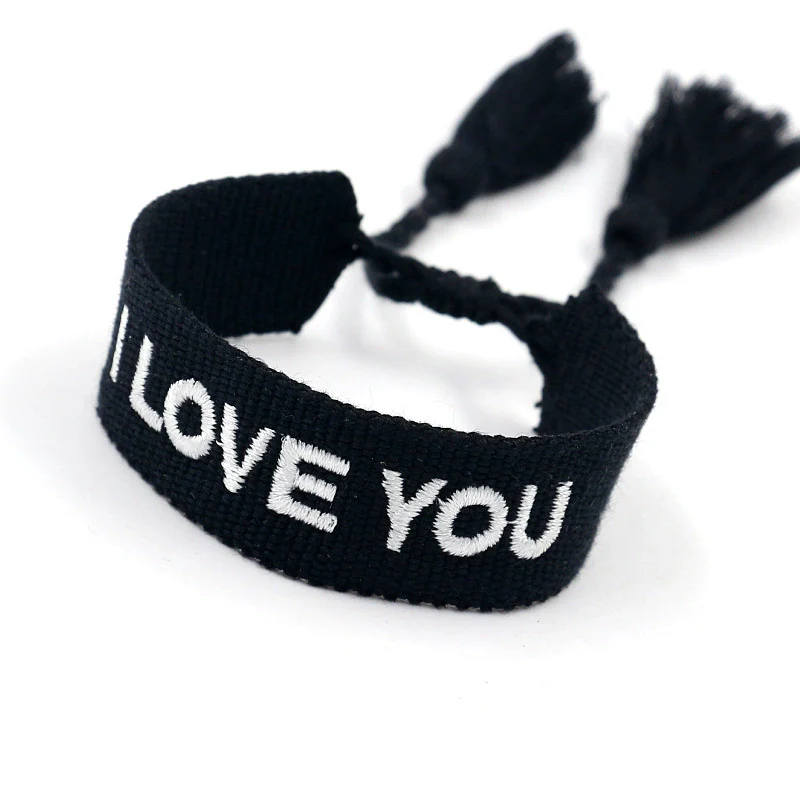 Wholesale Accessories Gold Thread Embroidered Love Letter Wrist Strap Handwoven Tassel Bracelet - Image 17