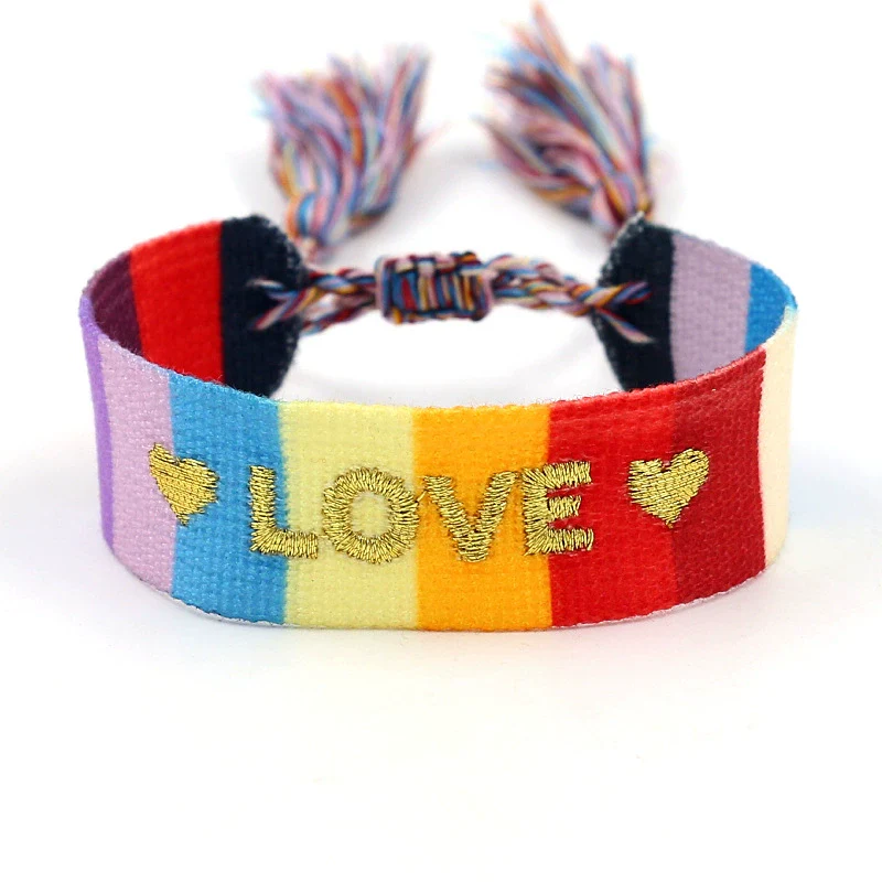 Wholesale Accessories Gold Thread Embroidered Love Letter Wrist Strap Handwoven Tassel Bracelet - Image 25