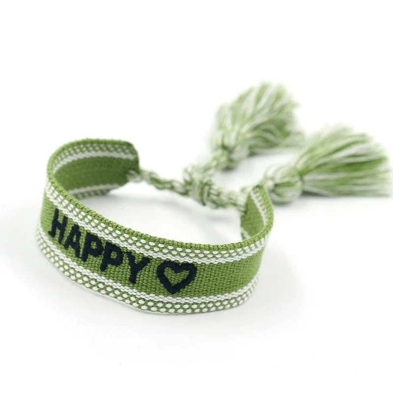 Wholesale Accessories Gold Thread Embroidered Love Letter Wrist Strap Handwoven Tassel Bracelet - Image 9