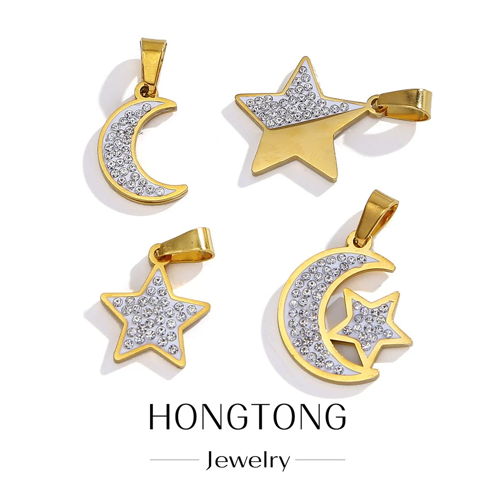 Wholesale Accessories Stainless Steel 18K Gold Plated Star And Moon Style - Image 5