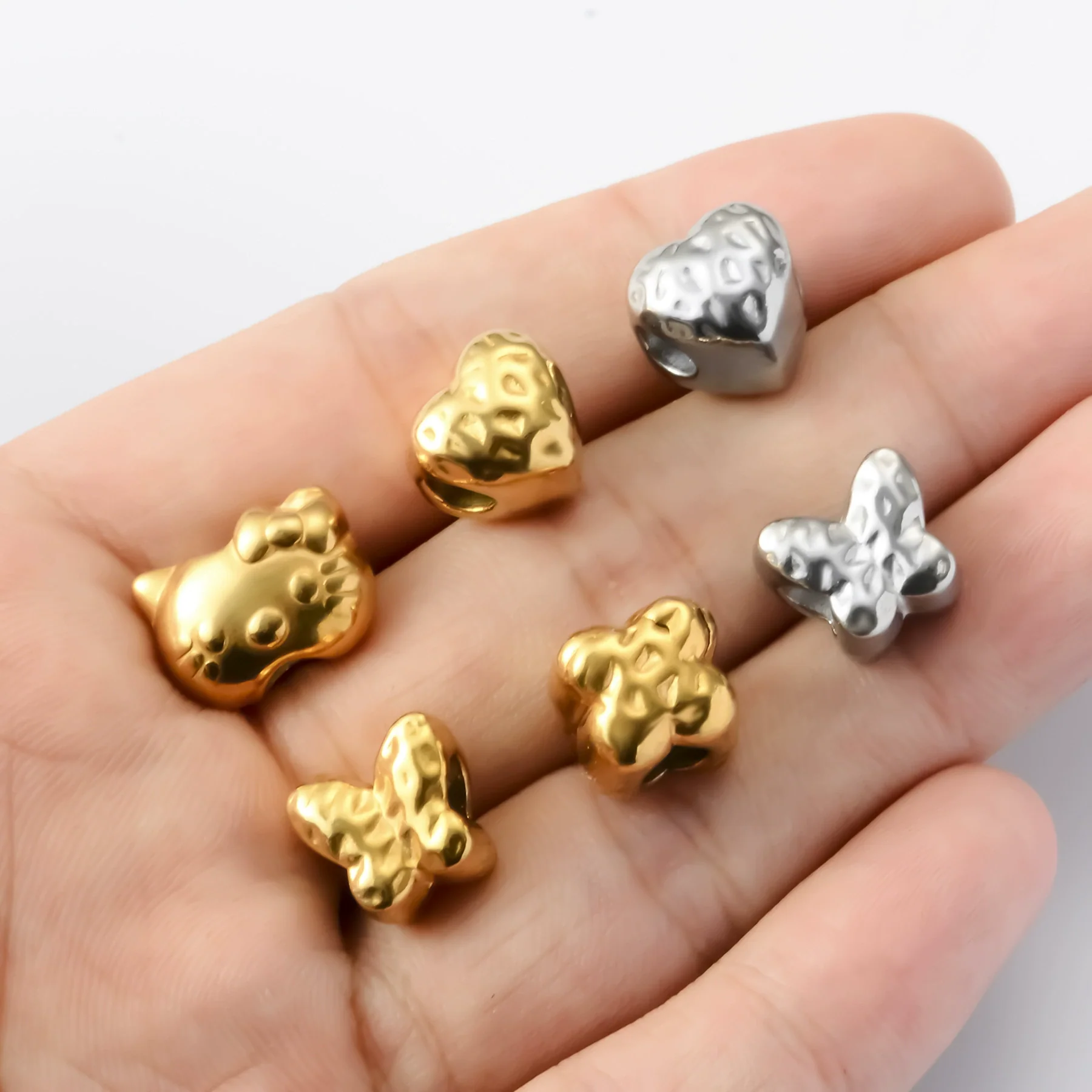 Wholesale Accessories Stainless Steel Anime Style Kitty Cat Butterfly Love Pattern Electroplated Beaded - Image 2
