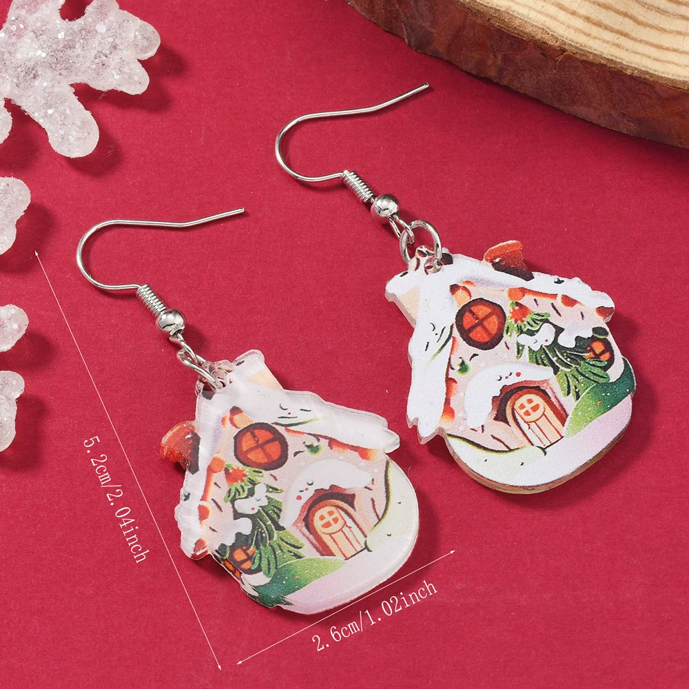Wholesale Acrylic Christmas Cartoon Snowhouse Snowman Elk Doublesided Earrings - Image 12