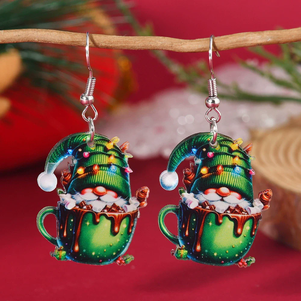 Wholesale Acrylic Christmas Cartoon Snowhouse Snowman Elk Doublesided Earrings - Image 4