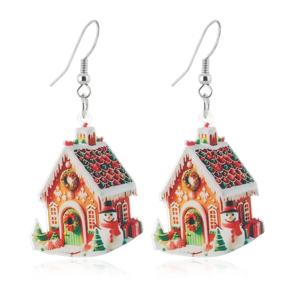 Wholesale Acrylic Christmas Cartoon Snowhouse Snowman Elk Doublesided Earrings - Image 5