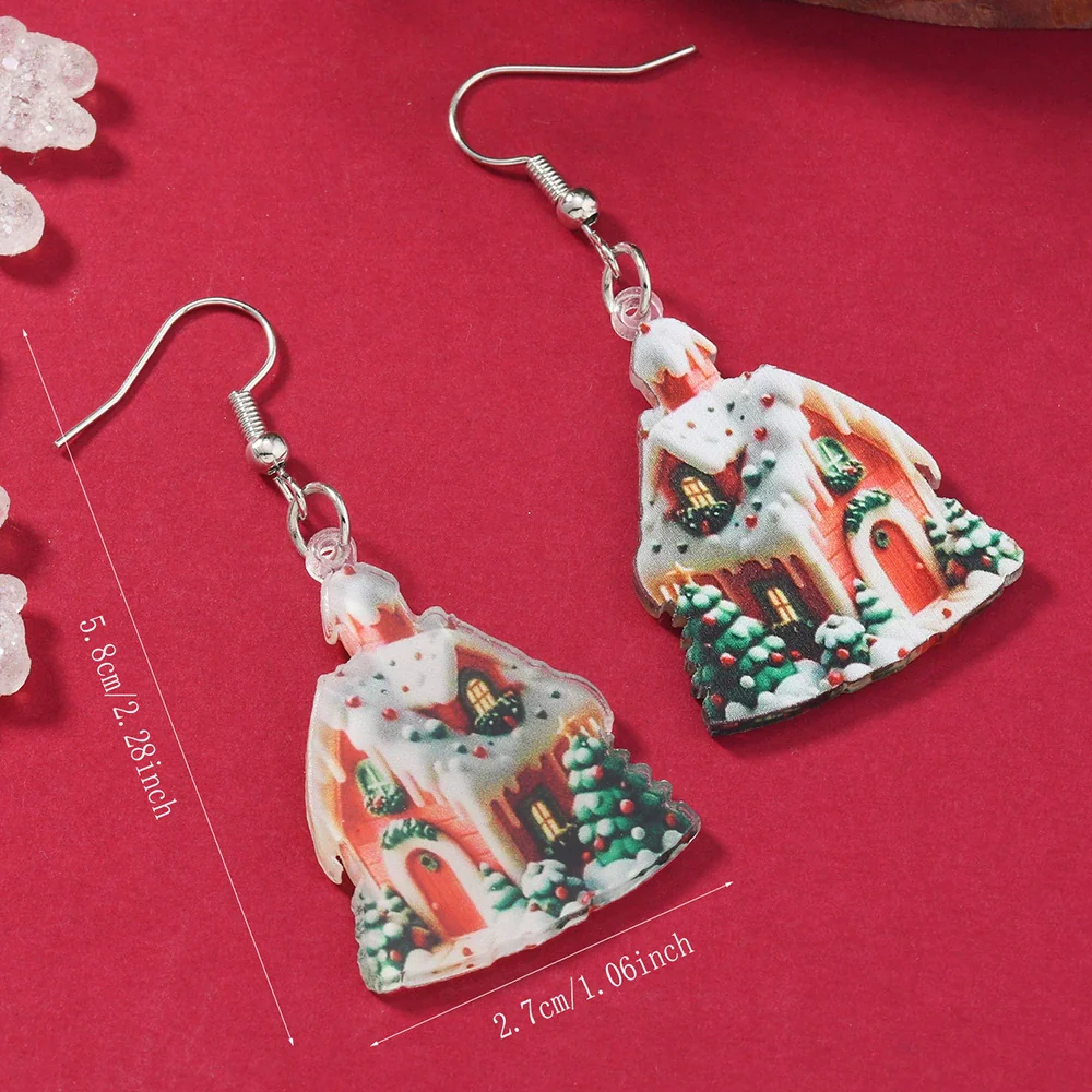 Wholesale Acrylic Christmas Cartoon Snowhouse Snowman Elk Doublesided Earrings - Image 6