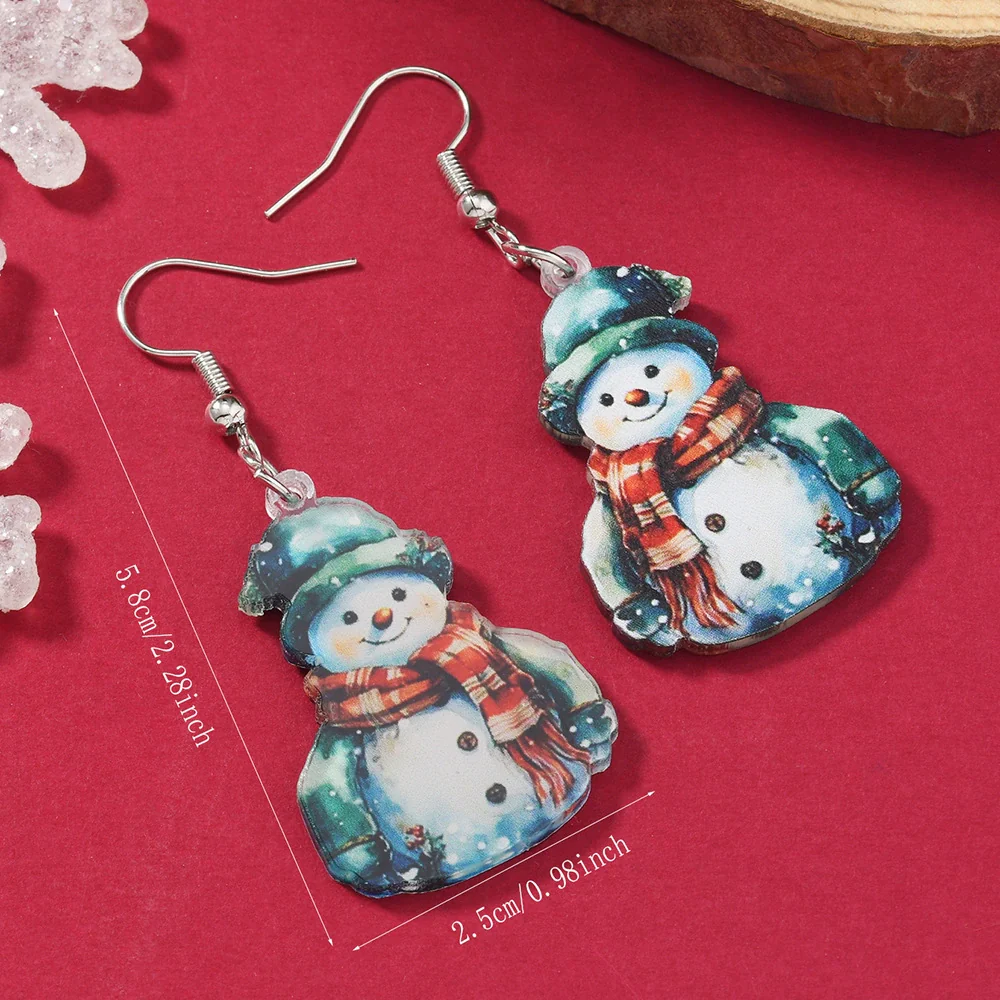 Wholesale Acrylic Christmas Cartoon Snowhouse Snowman Elk Doublesided Earrings - Image 7