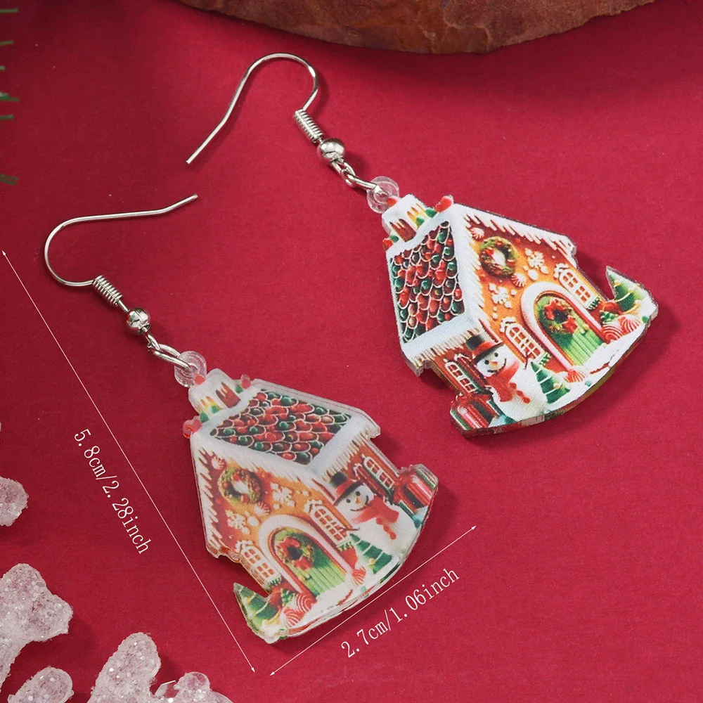 Wholesale Acrylic Christmas Cartoon Snowhouse Snowman Elk Doublesided Earrings - Image 8