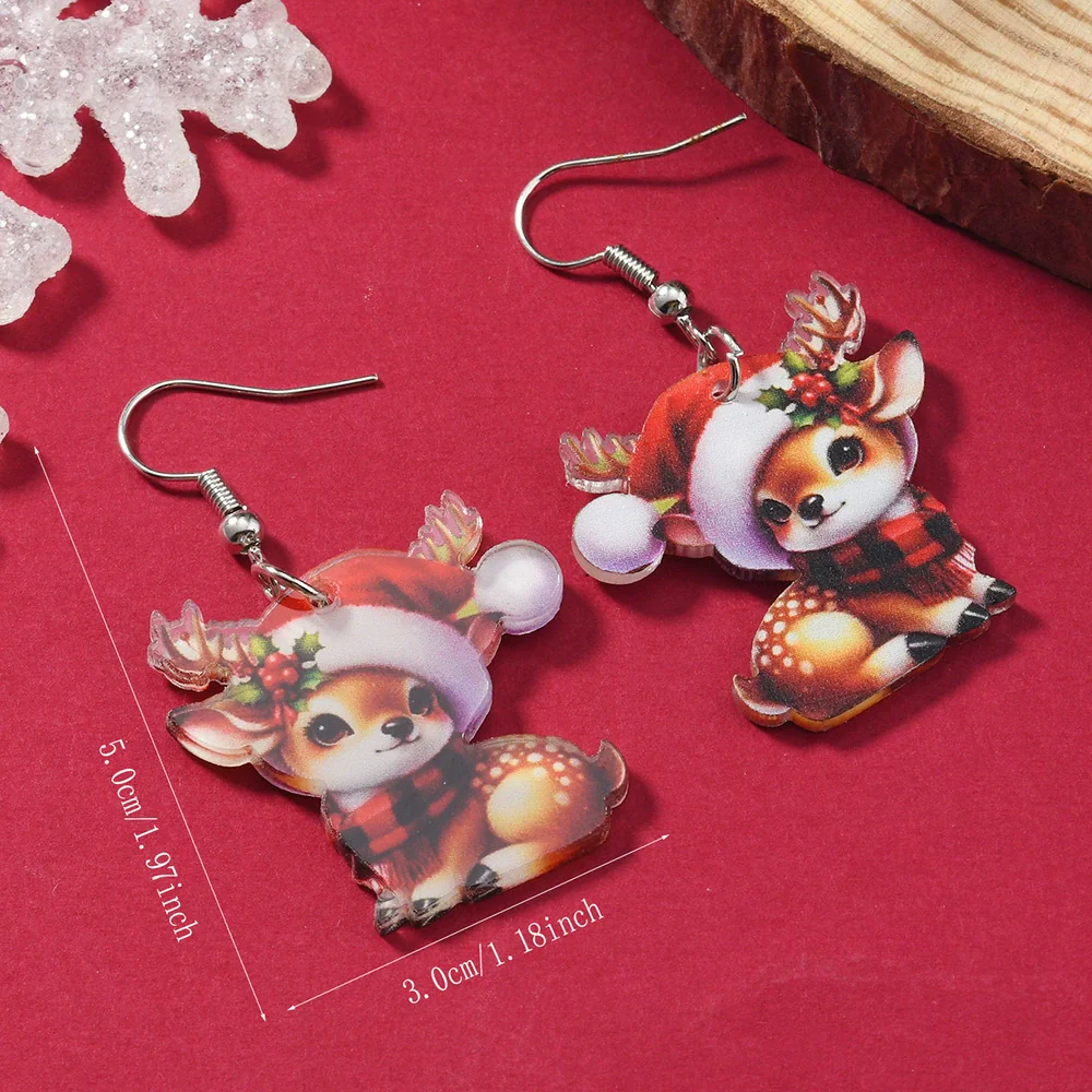 Wholesale Acrylic Christmas Cartoon Snowhouse Snowman Elk Doublesided Earrings - Image 9