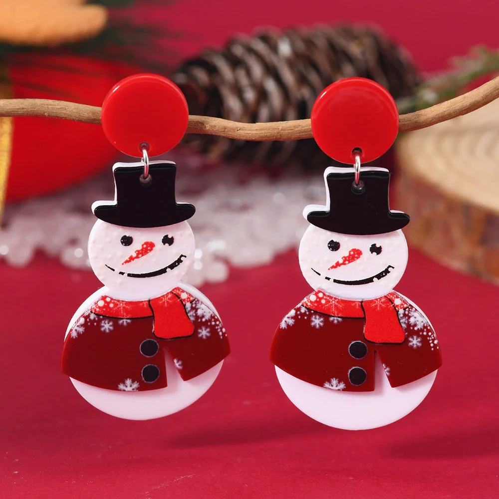 Wholesale Acrylic Christmas Earrings With Geometric Pattern And Festive Elements - Image 3