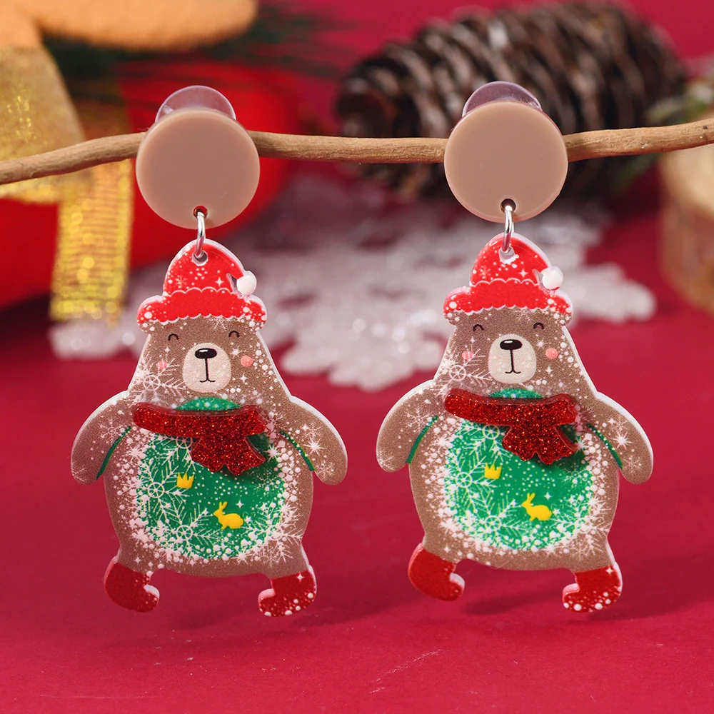 Wholesale Acrylic Christmas Earrings With Geometric Pattern And Festive Elements - Image 4