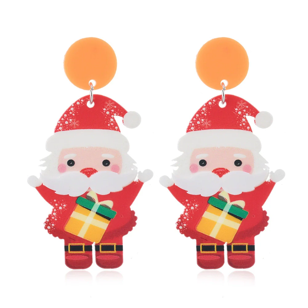 Wholesale Acrylic Christmas Earrings With Geometric Pattern And Festive Elements - Image 5