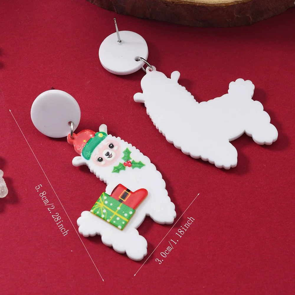 Wholesale Acrylic Christmas Earrings With Geometric Pattern And Festive Elements - Image 6