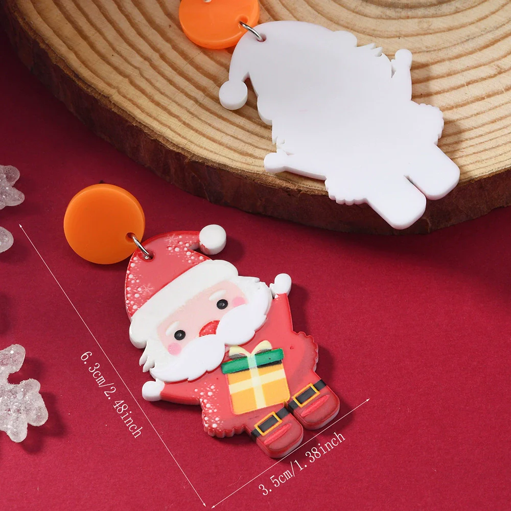 Wholesale Acrylic Christmas Earrings With Geometric Pattern And Festive Elements - Image 7
