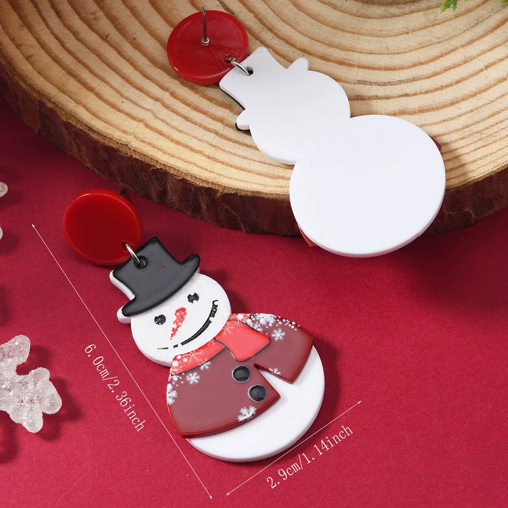 Wholesale Acrylic Christmas Earrings With Geometric Pattern And Festive Elements - Image 8