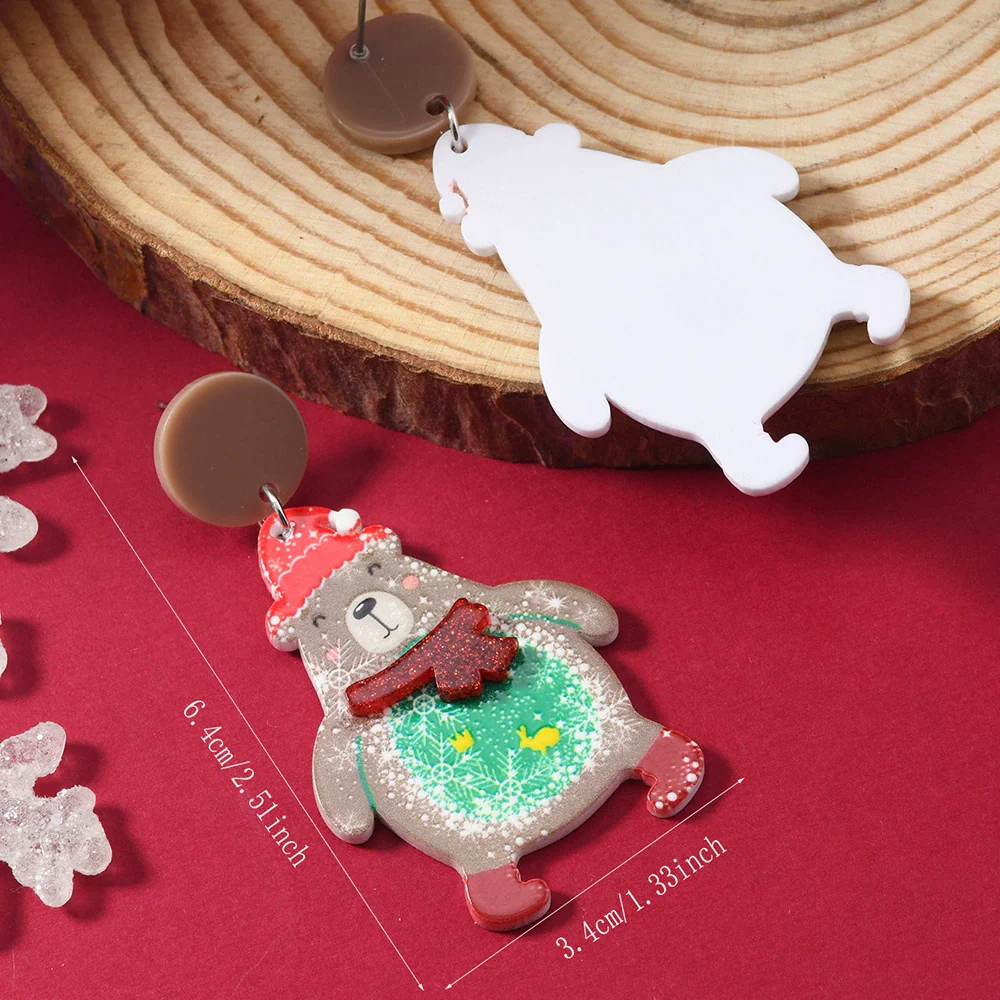 Wholesale Acrylic Christmas Earrings With Geometric Pattern And Festive Elements - Image 9