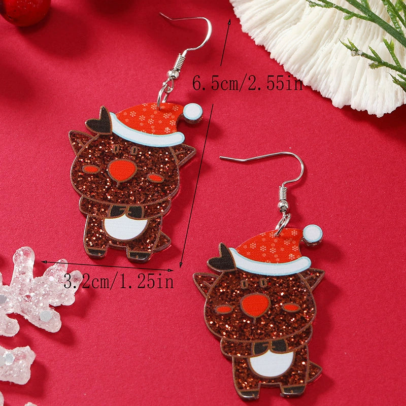 Wholesale Acrylic Jewelry Earrings With Geometric Pattern Uninlaid Fashion Style Christmas Themed With Cat And Small Dinosaur Shapes - Image 7