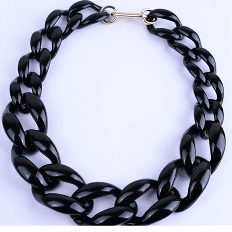Wholesale Acrylic Necklace Geometric Pattern Painted Ball Chain Exaggerated Clavicle Chain Women's Accessories - Image 6